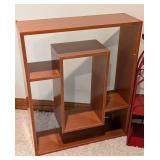 LL - Decorative Wall Shelves Set of 3 - Light Wood Geometric, Red Birdcage, Dark Wood - Largest 18 in x 22 in