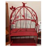 LL - Decorative Wall Shelves Set of 3 - Light Wood Geometric, Red Birdcage, Dark Wood - Largest 18 in x 22 in