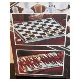 ML - Genuine Sonoma 3-in-1 Glass Chess, Checkers & Backgammon Set