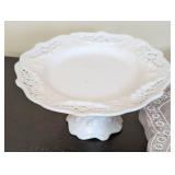 ML - Ceramic Cake Plates & Wood Serving Tray - New, 17 in Diameter
