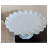 ML - Ceramic Cake Plates & Wood Serving Tray - New, 17 in Diameter