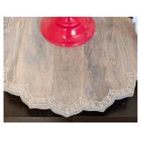 ML - Ceramic Cake Plates & Wood Serving Tray - New, 17 in Diameter