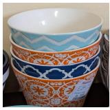 ML - Assorted New Ceramic Bowls - Mixed Blue, Orange & Turquoise Patterns with Luxe Circo