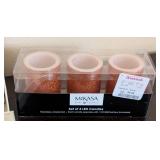 ML - Olga Cassini Crystal Candle Holders (2) + Mikasa LED Candles (3) - 4 in High