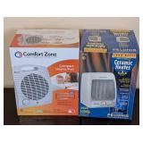 Comfort Zone CZ3S Compact Heater/Fan & Pelonis Ceramic Space Heaters - 1500W Pair