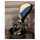 G - Wilson Staff Golf Clubs in Staff Bag with Walking Cart & Hard Travel Case