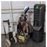 G - Wilson Staff Golf Clubs in Staff Bag with Walking Cart & Hard Travel Case