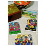 B2 - Travel Memorabilia Bundle: Singapore Magnets, India Souvenirs & Textiles