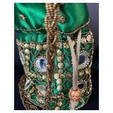 B1 - Beaded Green & Teal Evening Bags - Ornate Embroidered Clutches (Lot of 2)