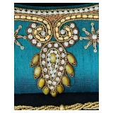 B1 - Beaded Green & Teal Evening Bags - Ornate Embroidered Clutches (Lot of 2)