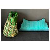 B1 - Beaded Green & Teal Evening Bags - Ornate Embroidered Clutches (Lot of 2)