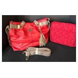 B1 - Cherokee Red Tote Bag with Braided Handles Includes Quilted Pouch & Detachable Strap