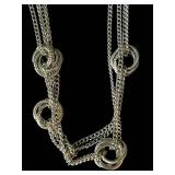 B2 - Costume Jewelry Lot - Turquoise Bead Bracelet, Pink Floral Necklace, Silver Chains