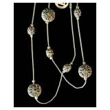 B2 - Costume Jewelry Lot - Turquoise Bead Bracelet, Pink Floral Necklace, Silver Chains