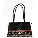 B1 - Boho Embroidered Handbags - Set of 3: Black Floral Vines, Blue Beaded, Black Quilted