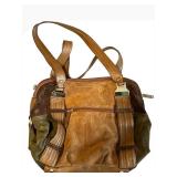 B2 - Brown Leather Handbag Set - 3 Purses, Gold Tone Hardware