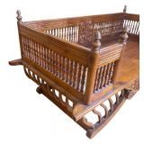 K -Indian Teak Elephant Saddle with Spindle Galleries and Bentwood Supports / Hardwood Elephant Howdah Seat