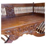 K -Indian Teak Elephant Saddle with Spindle Galleries and Bentwood Supports / Hardwood Elephant Howdah Seat