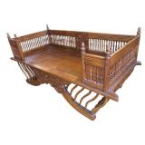 K -Indian Teak Elephant Saddle with Spindle Galleries and Bentwood Supports / Hardwood Elephant Howdah Seat