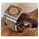K - Elephant Ceramic Plant Stand / Garden Stool