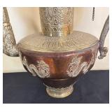 K - Vintage Copper & Silver Overlay Dragon Ewer