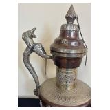 K - Vintage Copper & Silver Overlay Dragon Ewer