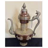K - Vintage Copper & Silver Overlay Dragon Ewer