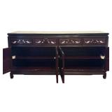 DR - Vintage Asian Fish Motif Rosewood with Mother of Pearl Inlay Credenza / Sideboard / Buffet Server