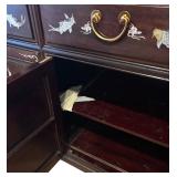 DR - Vintage Asian Fish Motif Rosewood with Mother of Pearl Inlay Credenza / Sideboard / Buffet Server