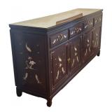 DR - Vintage Asian Fish Motif Rosewood with Mother of Pearl Inlay Credenza / Sideboard / Buffet Server