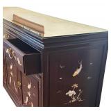 DR - Vintage Asian Fish Motif Rosewood with Mother of Pearl Inlay Credenza / Sideboard / Buffet Server