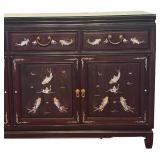 DR - Vintage Asian Fish Motif Rosewood with Mother of Pearl Inlay Credenza / Sideboard / Buffet Server