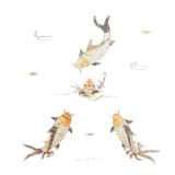 DR - Vintage Asian Fish Motif Rosewood with Mother of Pearl Inlay Credenza / Sideboard / Buffet Server