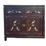DR - Vintage Asian Fish Motif Rosewood with Mother of Pearl Inlay Credenza / Sideboard / Buffet Server