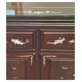 DR - Vintage Asian Fish Motif Rosewood with Mother of Pearl Inlay Credenza / Sideboard / Buffet Server