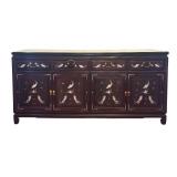 DR - Vintage Asian Fish Motif Rosewood with Mother of Pearl Inlay Credenza / Sideboard / Buffet Server