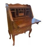 DR - Vintage Secretary Desk with Beautiful Brass and Copper Inlaid Design