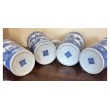 K - Four Blue & White Chinese Landscape Mugs
