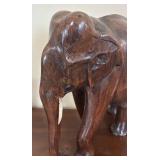 K - Vintage Carved Teak Elephant Decorative Figurine
