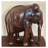 K - Vintage Carved Teak Elephant Decorative Figurine
