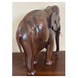 K - Vintage Carved Teak Elephant Decorative Figurine