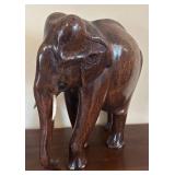 K - Vintage Carved Teak Elephant Decorative Figurine