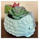 K - Fresh Picked 3-Piece Turquoise Ceramic Animal Planter Set with Faux Succulents