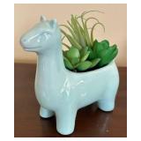 K - Fresh Picked 3-Piece Turquoise Ceramic Animal Planter Set with Faux Succulents