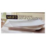 BR - Designed by Nature Set of 3 White Porcelain Serving Platters