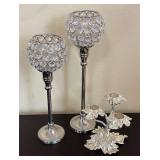 K - Crystal Style Candle Holders & Leaf-Candelabra