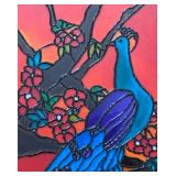 K - Peacock Stained Glass Style Wall Panel