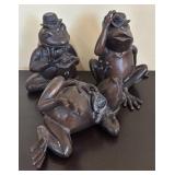 LR - Adorable Bronze Frog Figurines Set of 3