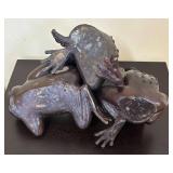LR - Adorable Bronze Frog Figurines Set of 3