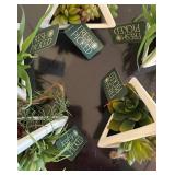 LR - White Triangular Hanging Planters with Faux Succulents